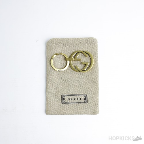 Gucci Logo Keychain Silver Gold & Brass
